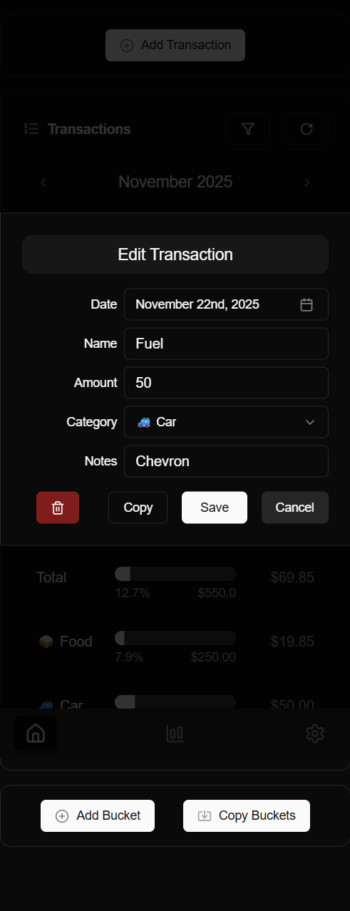 Screenshot of Simple Budget App - Edit Transaction Screenshot