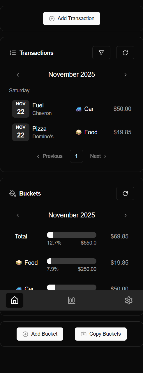 Screenshot of Simple Budget App - Home Page